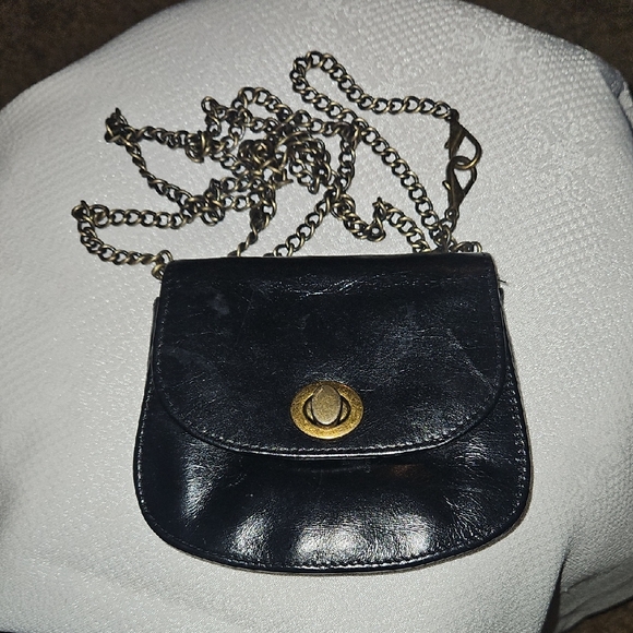 HOBO Handbags - HOBO Black Leather Crossbody with Gold Chain and Turn-Lock